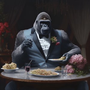 en gorilla som spiser 2