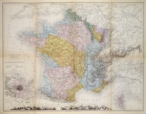Kart over Frankrike, ca. 1830-40