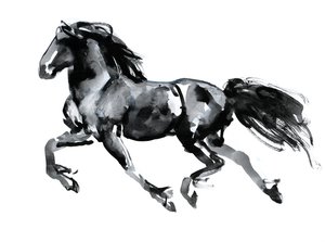 Flying Friesian, 2015, (kinesisk blekk på papir)