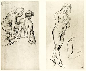 Studer på en bedende figur