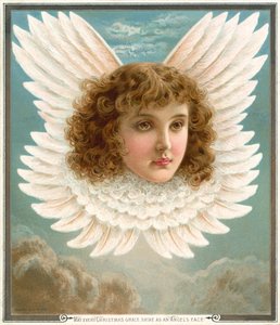 Englehode i vinger (chromolitho)