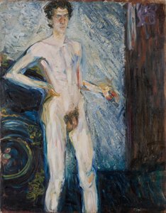 Naken selvportrett med palett, 1908