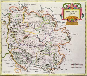 Kart over Herefordshire, 1695