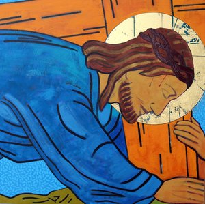 Jesus faller under korset