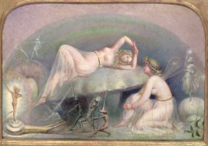 Fe som hviler på en sopp, ca. 1860