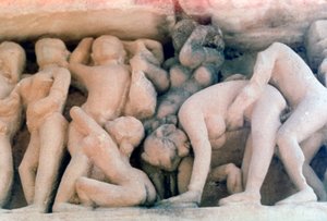 Erotisk skulptur, Khajuraho, India. c950-1050. Det 20. århundre