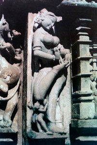 Erotisk skulptur, Khajuraho, India. c950-1050. Det 20. århundre