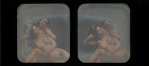 [Stereografisk visning av to nakne kvinner], 1840-tallet.