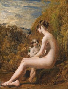 Venus og Amor (olje på kvernbrett)