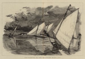 Ice-Yachting på Delaware-elven, USA