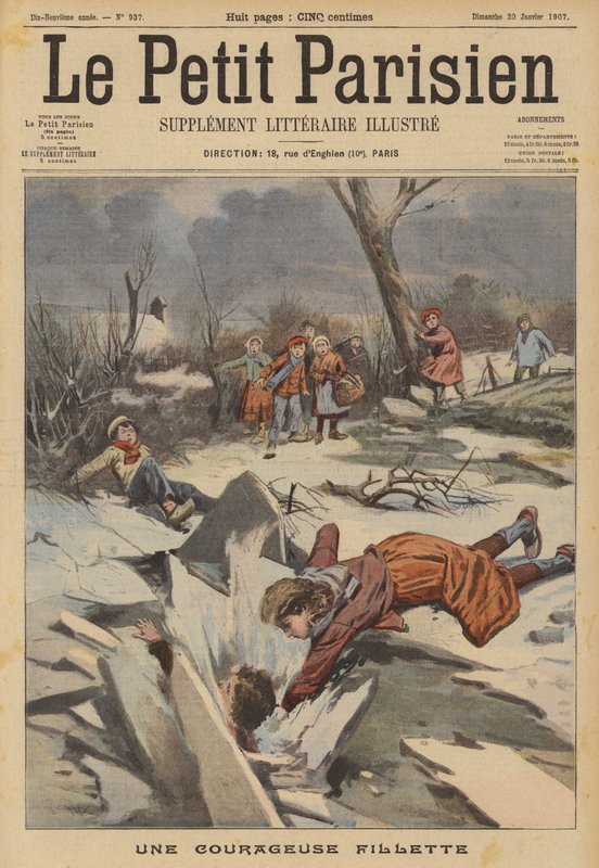 En modig ung jente (farge litho) av (after) Carrey