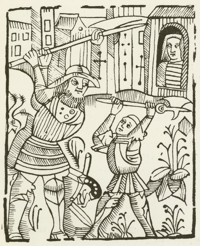 Guy of Warwick (gravering) av (after) English School