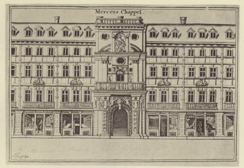 Mercers Chapel, ca 1694 (litho) av (after) English School