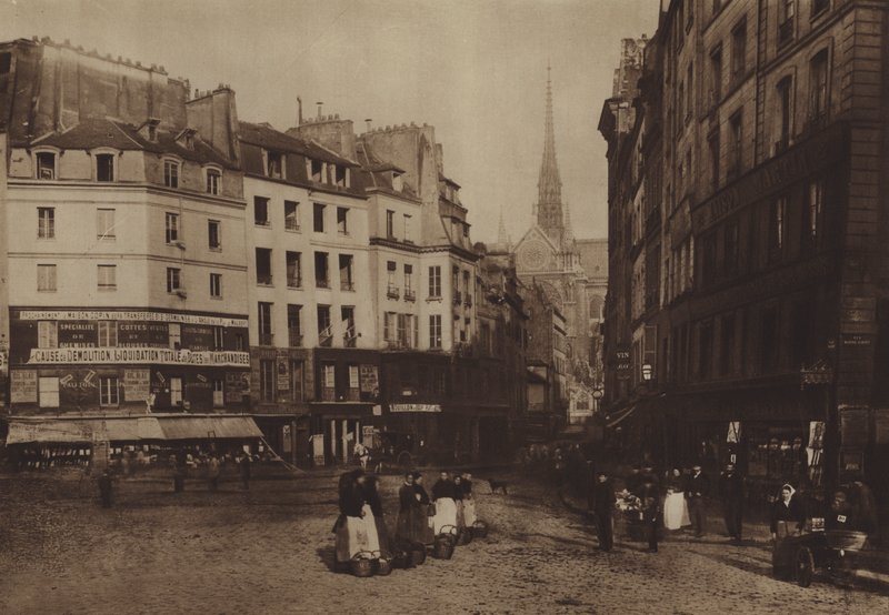 Det gamle Place Maubert (s/hv-bilde) av (after) French Photographer