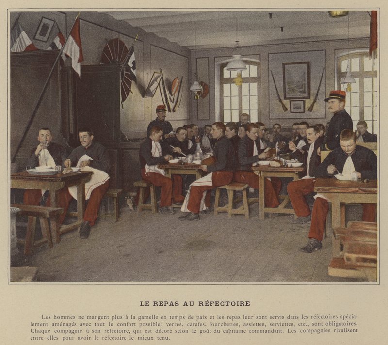 The Meal in the Refectory (farget bilde) av (after) French Photographer