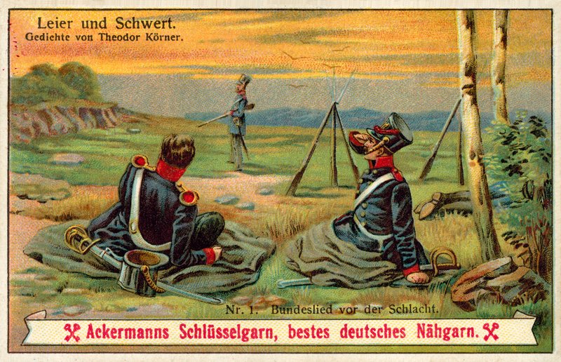 Confederates Song before Battle (chromolitho) av (after) German School