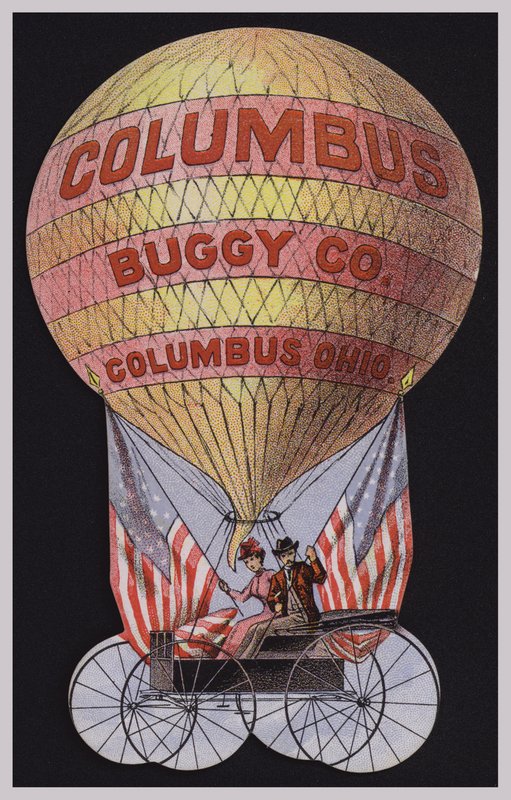 Amerikansk handelskort som annonserer for Columbus Buggy Company, Columbus, Ohio av American School