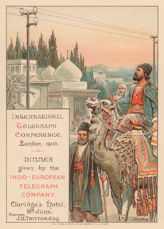 Middag gitt av Indo-European Telegraph Company på Claridges Hotel, London, under International Telegraph Conference, 9. juni 1903 av English School