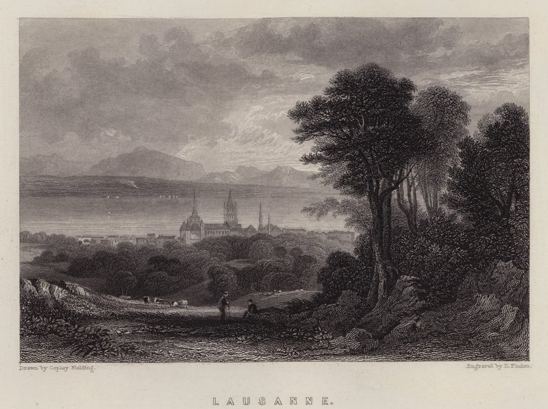 Lausanne (farge litho) av A.V. Copley (after) Fielding