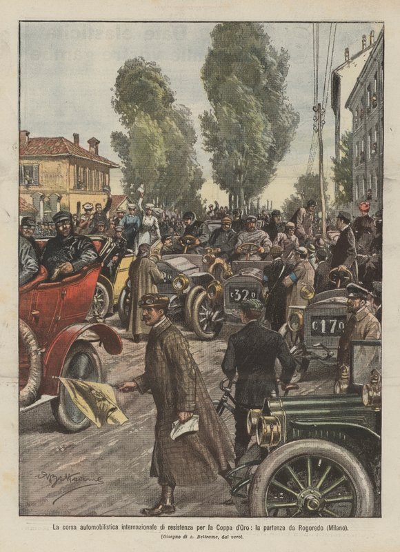 Det internasjonale utholdenhetsbilløpet for Gold Cup, starten fra Rogoredo (Milano) av Achille Beltrame