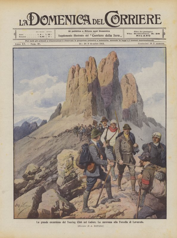 Den store utflukten til Touring Club i Cadore, Karavanen til Forcella di Lavaredo av Achille Beltrame