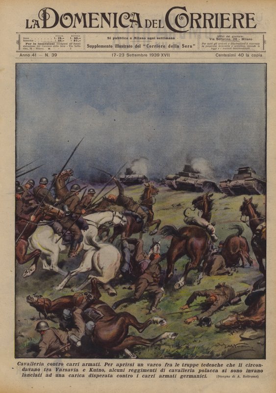 Kavaleri mot stridsvogner av Achille Beltrame
