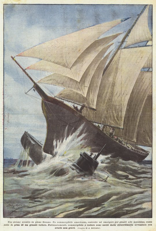 En merkelig konfrontasjon midt i havet av Achille Beltrame
