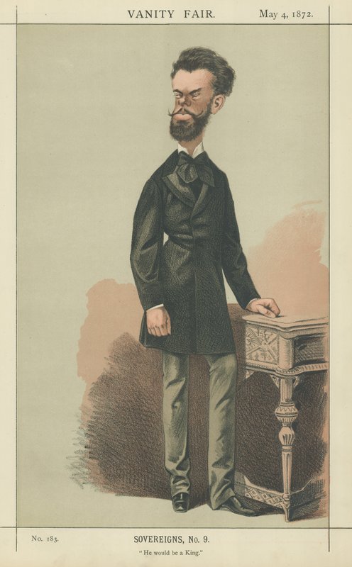 Kong Amadeus av Spania (farge litho) av Adriano Cecioni