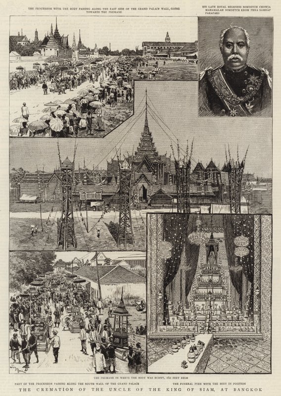 Kremasjonen av onkelen til kongen av Siam, i Bangkok av Adrien Emmanuel Marie