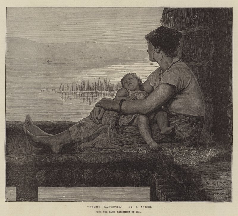 Femme Lacustre, fra Paris-utstillingen i 1874 av Albert Anker
