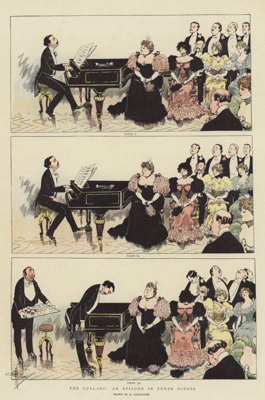 The Lullaby, en episode i tre scener (chromolitho) av Albert Guillaume