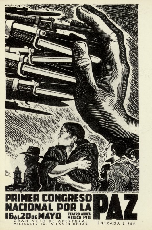 Plakat for den første nasjonale fredskongressen, Mexico, 16.–20. mai 1951 av after Albert Robida