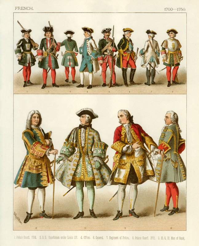 Franske kostymer 1700-1750 av Albert Kretschmer