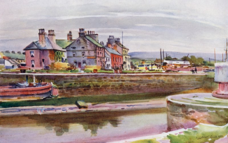 Glasson, on the Lune (farge litho) av Albert Woods