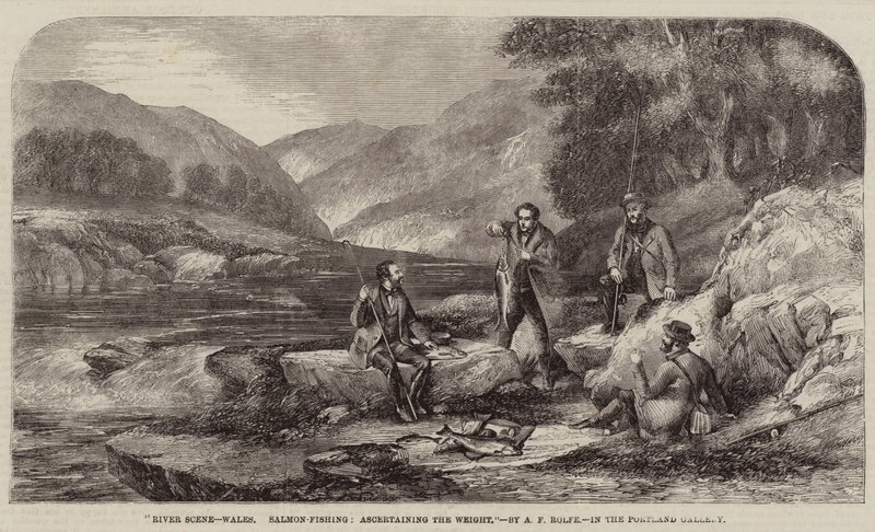 Elvescene, Wales, laksefiske, fastslå vekten av Alexander Rolfe