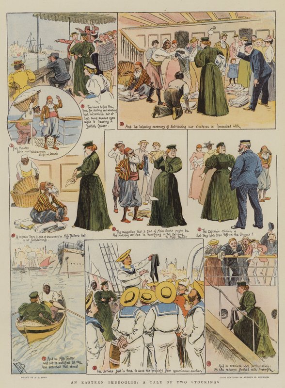An Eastern Imbroglio, en fortelling om to strømper (chromolitho) av Alexander Stuart Boyd