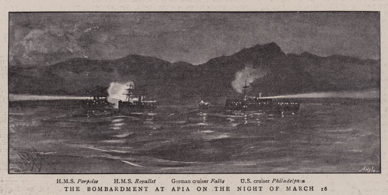 Bombardementet ved Apia natt til 16. mars av Alexander Stuart Boyd