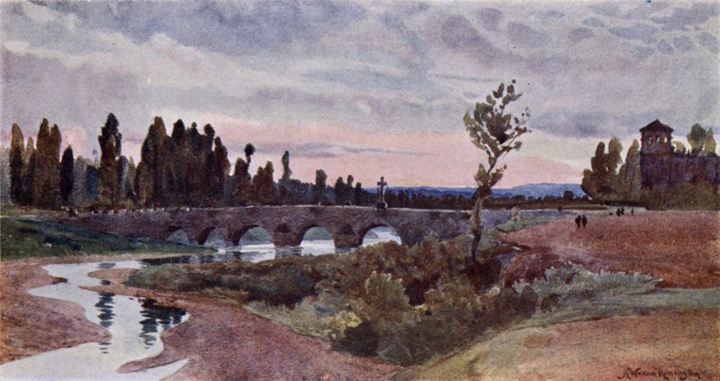 Bro ved Leon (farge litho) av Alexander Wallace Rimington