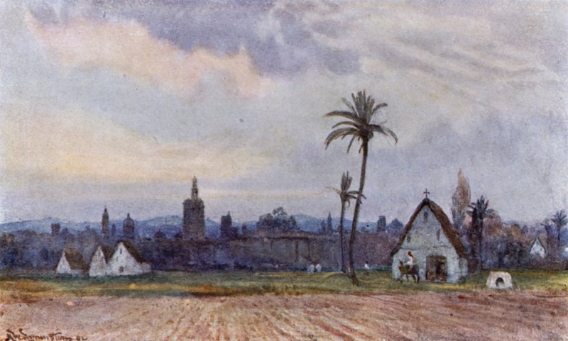 Utenfor Valencia (farge litho) av Alexander Wallace Rimington