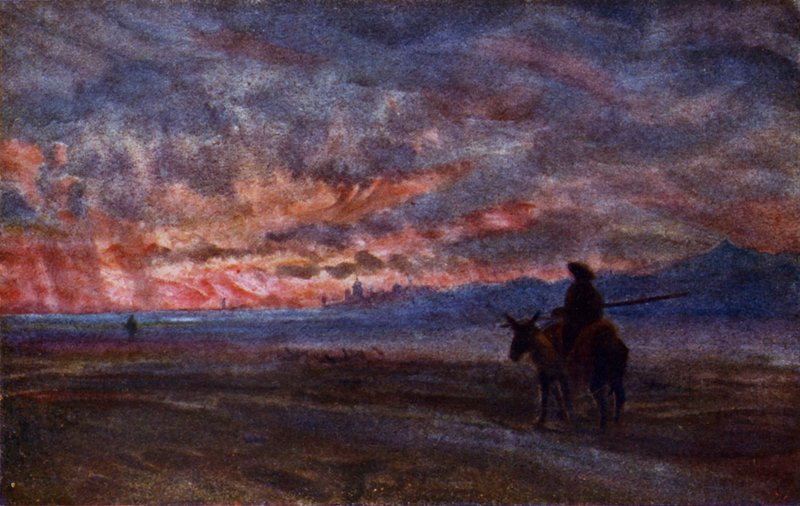 Solnedgang (farge litho) av Alexander Wallace Rimington