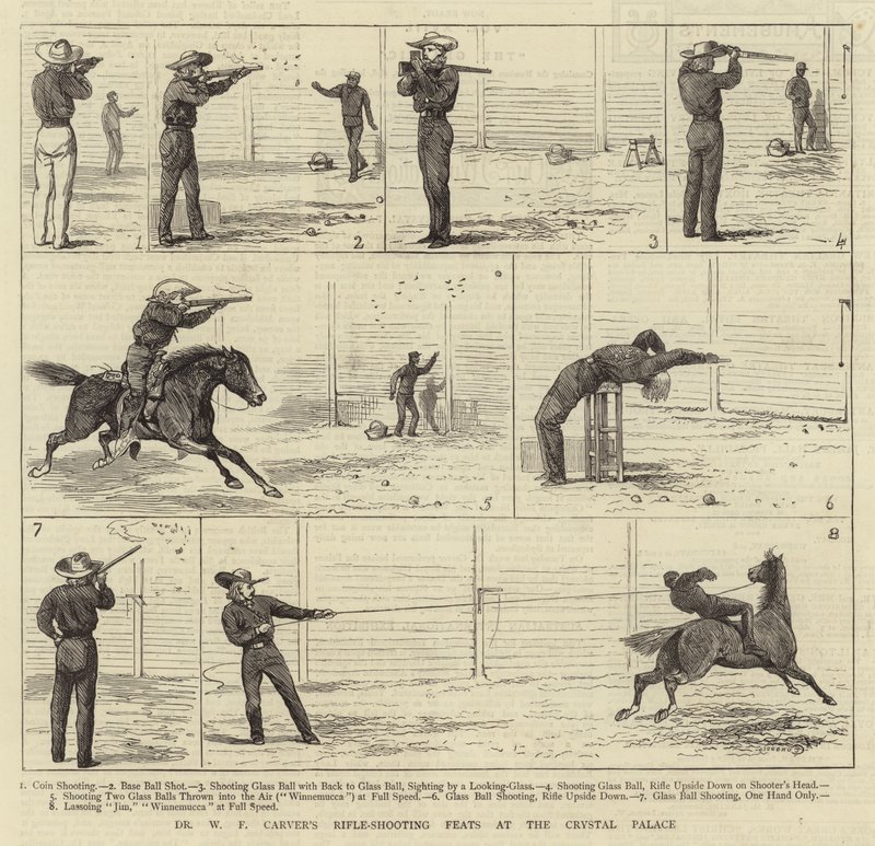 Dr W F Carvers rifle-skytingsprestasjoner på Crystal Palace av Alfred Chantrey Corbould