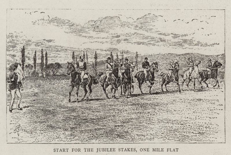 Start for Jubilee Stakes, One Mile Flat av Alfred Chantrey Corbould