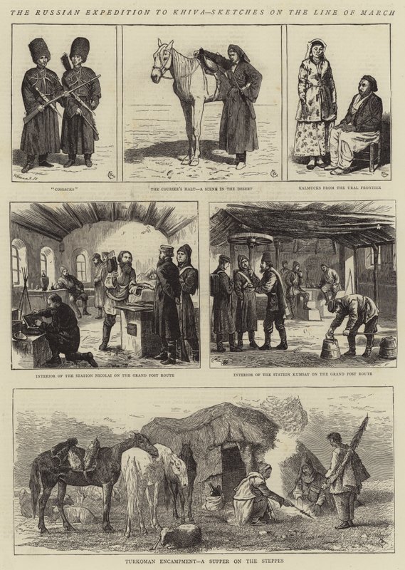 Den russiske ekspedisjonen til Khiva, Skisser på linjen i mars av Alfred Chantrey Corbould
