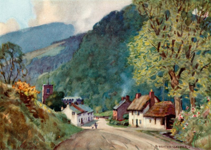 Crowcombe, i Quantocks (farge litho) av Alfred Heaton Cooper