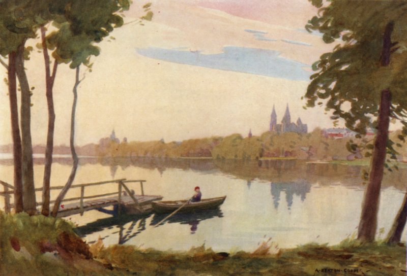 Danmark: Viborg domkirke (farge litho) av Alfred Heaton Cooper