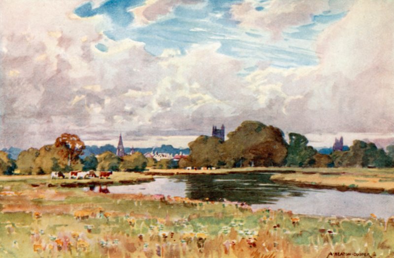 Tauntons kirker, fra elven av Alfred Heaton Cooper