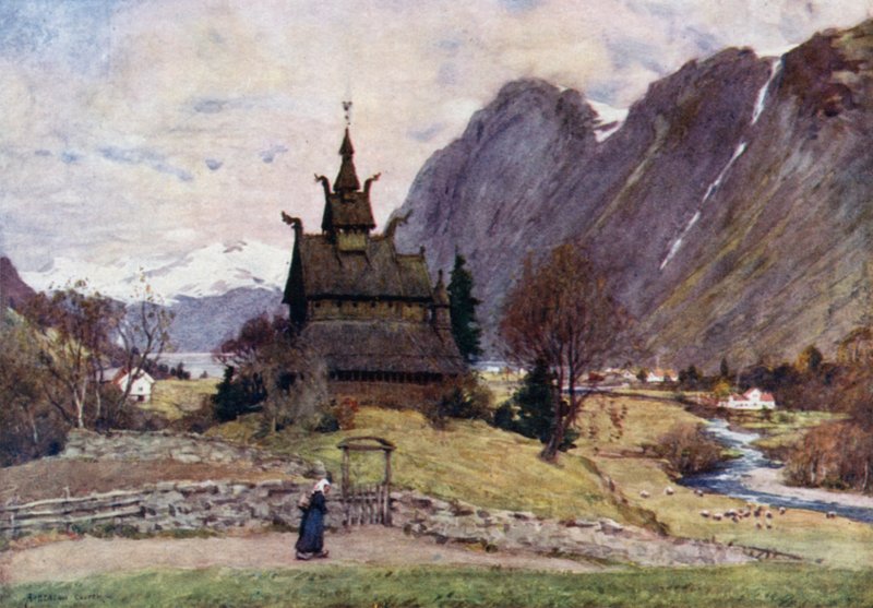 Vik stavkirke, Sognefjorden av Alfred Heaton Cooper