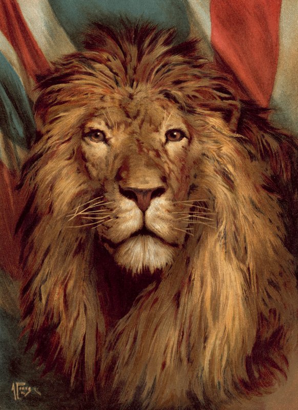 The British Lion Awake (chromolitho) av Alfred Pearse