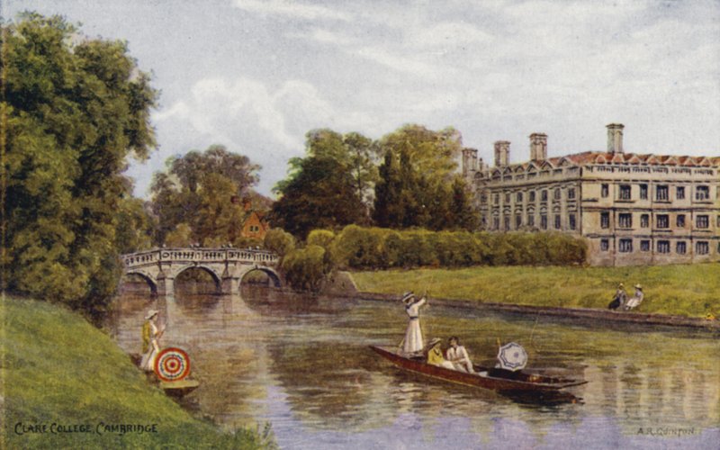 Cambridge: Clare College (farge litho) av Alfred Robert Quinton