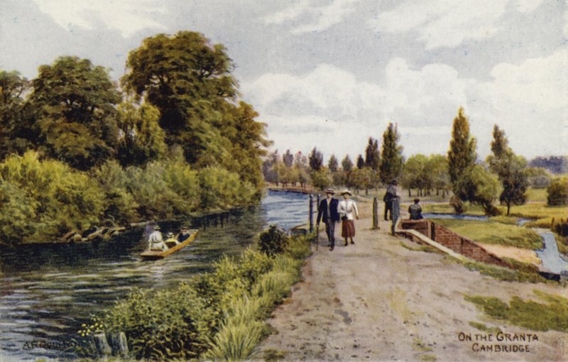 Cambridge: On the Granta (farge litho) av Alfred Robert Quinton
